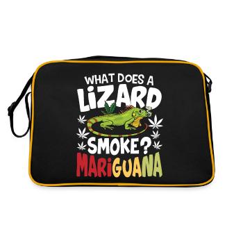 What Does A Lizard Smoke? Mariguana - Retro Tasche - Schwarz/Gold - Hinten