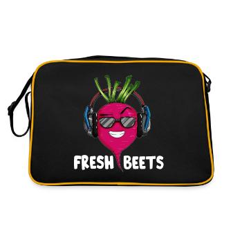 Beetroot vegetables with headphones and sunglasses - Retro Bag - black/gold - Back