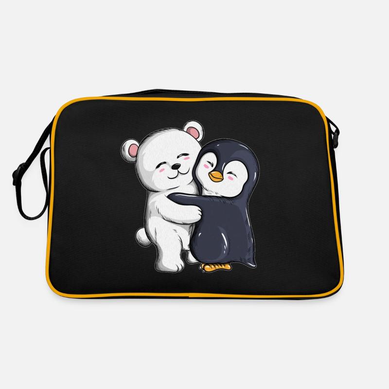 Polar bear penguin cuddle hugs penguins Retro Bag