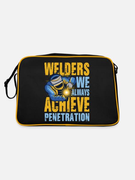 Welders We Always Achieve Penetration für einen - Retro Tasche - Schwarz/Gold - Hinten