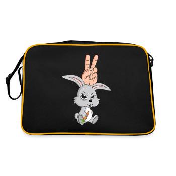 Lapin Carotte Carotte Main Signe de Paix Oreille de Lapin - Sac Retro - noir/or - Dos