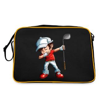 Dabbing Golfer Golfspieler Golfball Golfverein Fan - Retro Tasche - Schwarz/Gold - Hinten