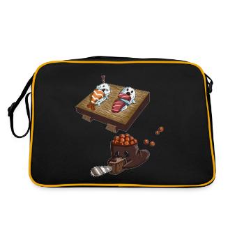 Japanese Sushi Kawaii Aisa Cuisine Rice Fish - Retro Bag - black/gold - Back