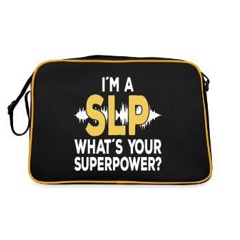 SLP Speechie Sprachpathologe - Retro Tasche - Schwarz/Gold - Hinten