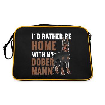 Dobermann Dog Doberman - Retro Bag - black/gold - Back