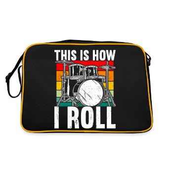 Schlagzeuger Schlagzeuger Schlagzeuger Schlagzeuger - Retro Tasche - Schwarz/Gold - Hinten