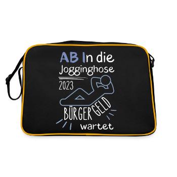 AB In die Jogginghose Bürgergeld wartet blau - Retro Tasche - Schwarz/Gold - Hinten