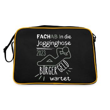 FACHAB In die Jogginghose Bürgergeld wartet grün - Retro Tasche - Schwarz/Gold - Hinten