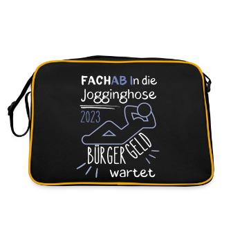 FACHAB In die Jogginghose Bürgergeld wartet blau - Retro Tasche - Schwarz/Gold - Hinten