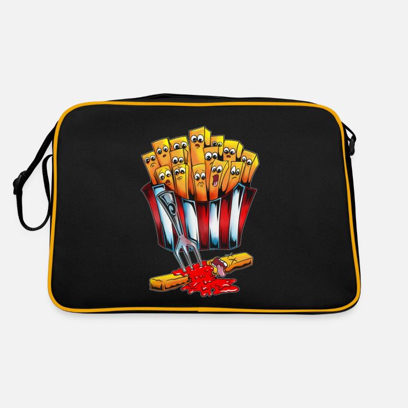 Mayo et ketchup Restauration rapide Aliments gras Frites - Sac Retro - noir/or