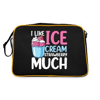 I Like Ice Cream Strawberry Much für eine Eis - Retro Tasche - Schwarz/Gold - Hinten