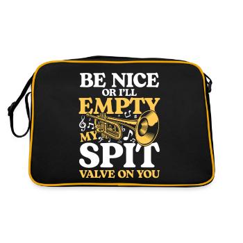 Be Nice Or I'll Empty My Spit Valve On You - Retro Tasche - Schwarz/Gold - Hinten