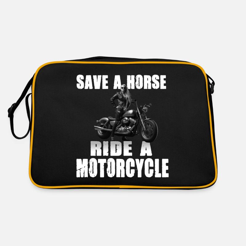 Save A Horse Ride A Motorcycle Motorradfahrerin Retro Tasche