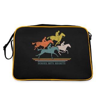 Horses Bets Regrets Horse Racing Jockey Racecourse - Retro Bag - black/gold - Back