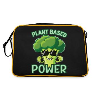 Veganer Vegetarischer Brokkoli Pflanzen Basis Fitn - Retro Tasche - Schwarz/Gold - Hinten