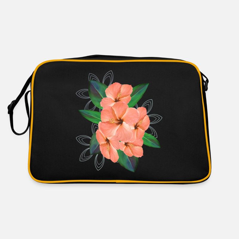 Bouquet de fleurs d’hibiscus - Bouquet - Fleurs - Sac Retro - noir/or
