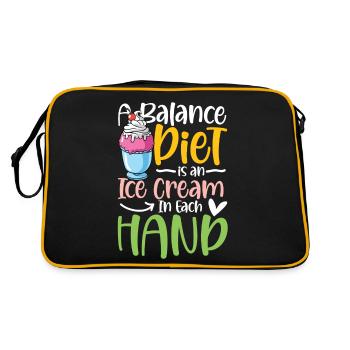 A Balance Diet Is An Ice Cream In Each Hand - Retro Tasche - Schwarz/Gold - Hinten