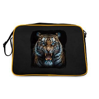 Fauchender Tiger Großkatze - Retro Tasche - Schwarz/Gold - Hinten