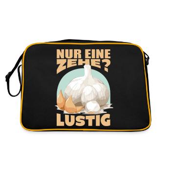 Lustiger Knoblauch Spruch Knobi Knoblauchzehe - Retro Tasche - Schwarz/Gold - Hinten