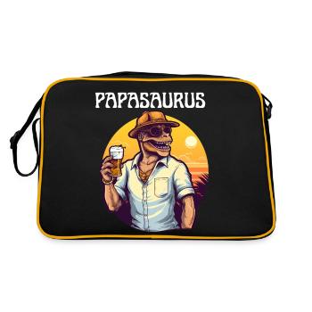 Motif Papasaurus Retro Vintage avec Père Dinosaure - Sac Retro - noir/or - Dos