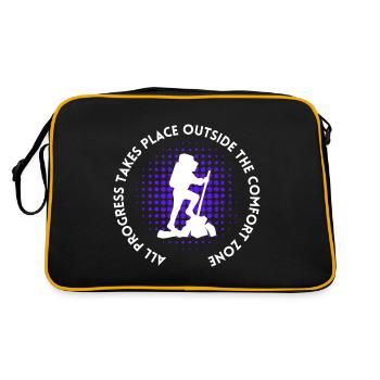 Wandern fortschritt außerhalb der Komfortzone - Retro Tasche - Schwarz/Gold - Hinten