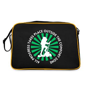 Wandern fortschritt außerhalb der Komfortzone - Retro Tasche - Schwarz/Gold - Hinten