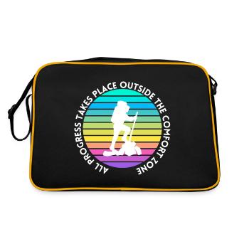 Wandern fortschritt außerhalb der Komfortzone - Retro Tasche - Schwarz/Gold - Hinten