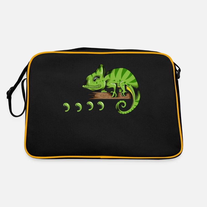 Echse Reptil Halter Gecko Lizard Eidechsen Design Retro Tasche