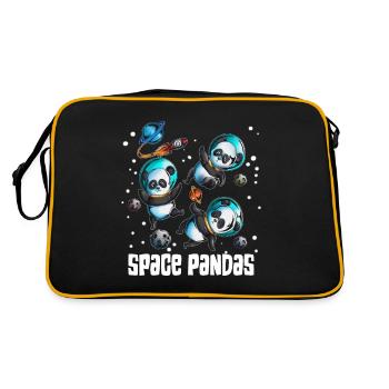 Space Pandas Raumschiff Planeten Asteroiden Medeor - Retro Tasche - Schwarz/Gold - Hinten