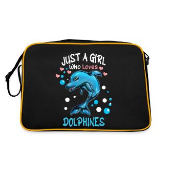 Mammifère marin dauphin Fille qui aime les dauphins - Sac Retro - noir/or - Dos