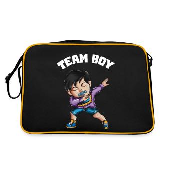 Team Boy Junge Mann Enkelsohn Baby Säugling - Retro Tasche - Schwarz/Gold - Hinten