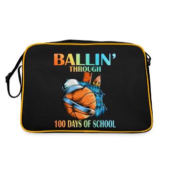 100 Days School Backpack Basketball Pens Ruler - Sac Retro - noir/or - Dos