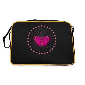Papillon - Couronne de fleurs - Papillon - Fleurs - Sac Retro - noir/or - Dos