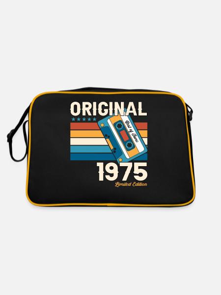 48th Birthday Man June Vintage 1975 Cassette - Retro Bag - black/gold - Back