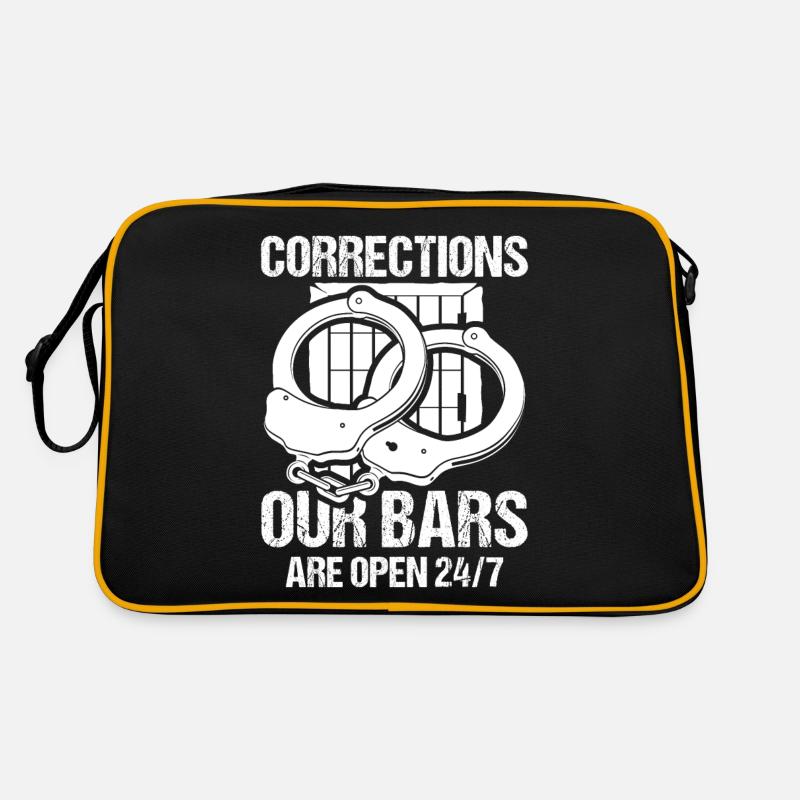 Corrections Our Bars Are Open 24/7 - Retro Tasche - Schwarz/Gold