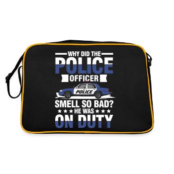 Lustiger Polizei Spruch für einen Polizist - Retro Tasche - Schwarz/Gold - Hinten