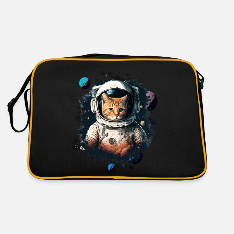 Chat astronaute - Sac Retro - noir/or