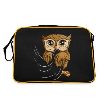 Owl Eats Tshirt Owl Costume Baby Owl Branches - Retro Bag - black/gold - Back
