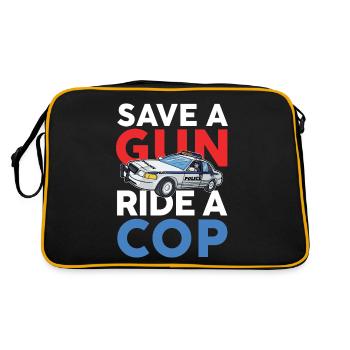 Lustiger Polizei Spruch für einen Polizist - Retro Tasche - Schwarz/Gold - Hinten