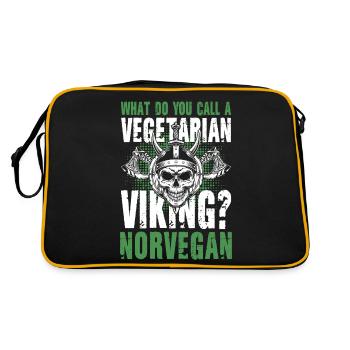 Vegetarian Viking Norvegan - Retro Tasche - Schwarz/Gold - Hinten
