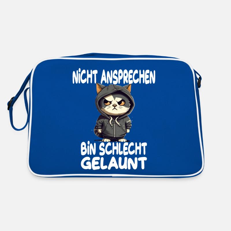 Nicht Ansprechen Bin Schlecht Gelaunt Katze Retro Tasche