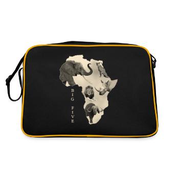 Africa Big 5 - Elephant Lion Leopard Buffalo Rhino - Retro Bag - black/gold - Back