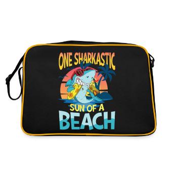 One Sharkastic Sun Of A Beach - Retro Tasche - Schwarz/Gold - Hinten