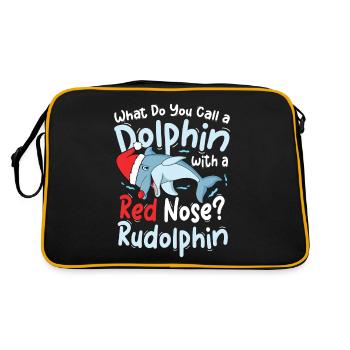 Dolphin With A Rd Nose Rudolphin - Retro Tasche - Schwarz/Gold - Hinten