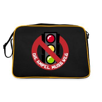Die Ampel muss weg - Retro Tasche - Schwarz/Gold - Hinten