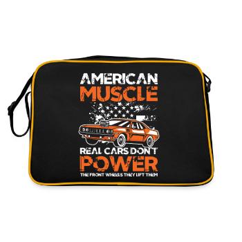 American Muscle Real Cars Don't Power Front Wheel - Retro Tasche - Schwarz/Gold - Hinten
