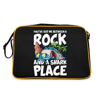 You've Got Me Between A Rock And A Shark Place - Retro Tasche - Schwarz/Gold - Hinten