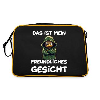 Das ist mein freundliches Gesicht Ente - Retro Tasche - Schwarz/Gold - Hinten