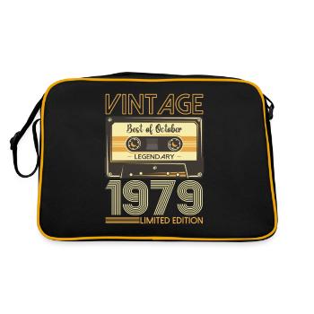 44th Birthday Cassette October Vintage 1979 Tape - Retro Bag - black/gold - Back