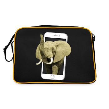 Smartphone mit Elefant - Elefant in Afrika - Retro Tasche - Schwarz/Gold - Hinten
